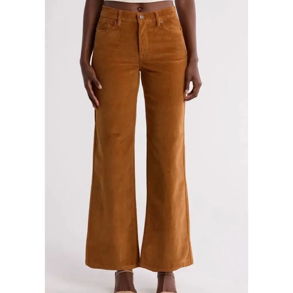 Kensie Women’s, the Kaya high rise, wide leg corduroy brown pants, S/8
